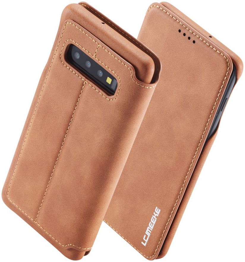 Samsung Galaxy S10 Plus Book Case Portemonnee Hoesje Bruin afbeelding 2