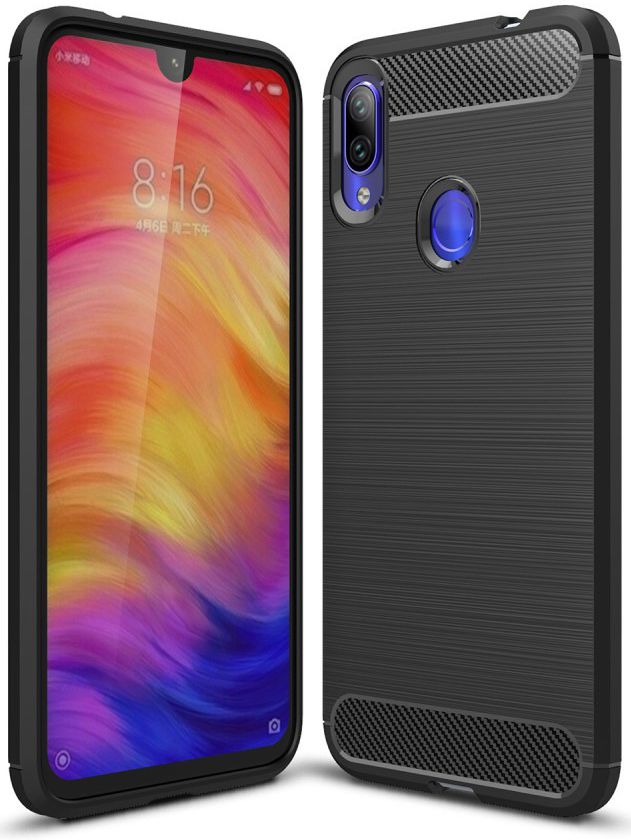 Redmi Note 7 Geborsteld TPU Hoesje Zwart afbeelding 1