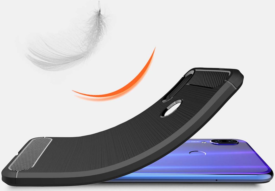 Redmi Note 7 Geborsteld TPU Hoesje Zwart afbeelding 4
