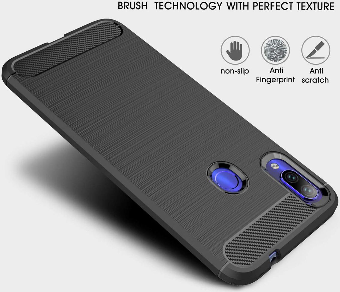 Redmi Note 7 Geborsteld TPU Hoesje Zwart afbeelding 7