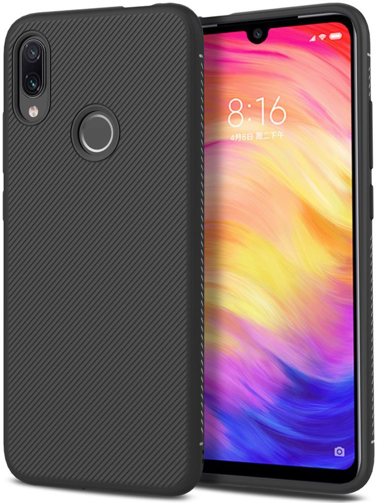 Redmi Note 7 Twill Slim Texture Back Cover Zwart afbeelding 1