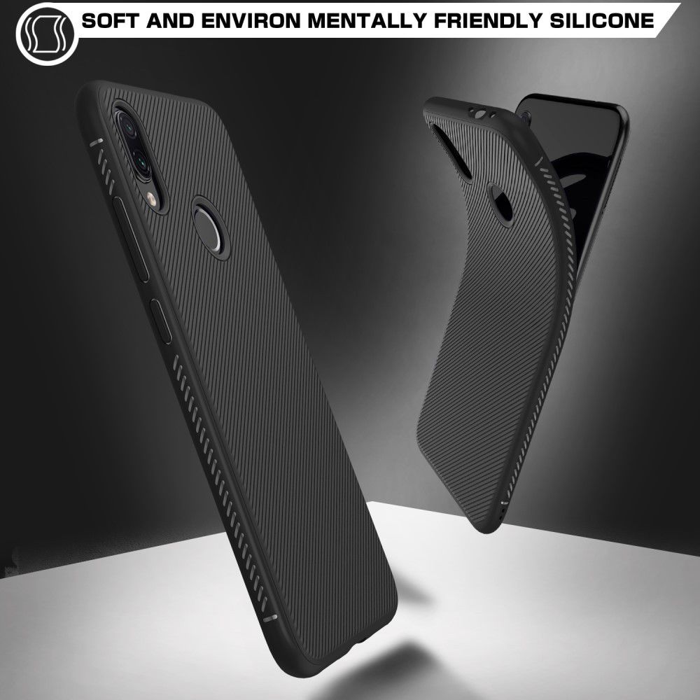 Redmi Note 7 Twill Slim Texture Back Cover Zwart afbeelding 5