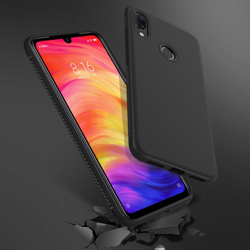 Redmi Note 7 Twill Slim Texture Back Cover Zwart afbeelding 8