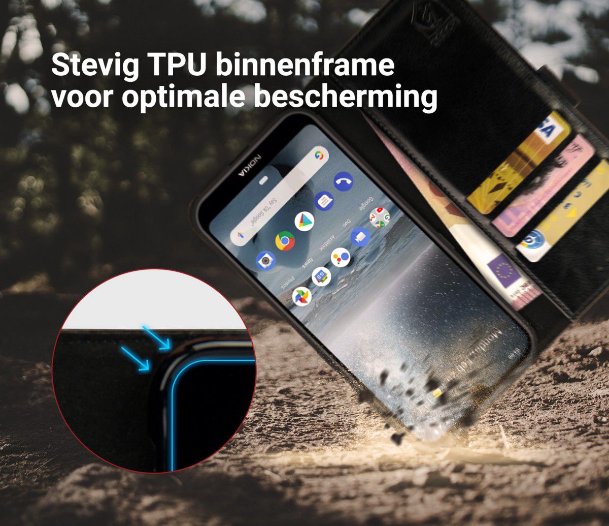 Rosso Element Nokia 4.2 Hoesje Book Cover Zwart afbeelding 6