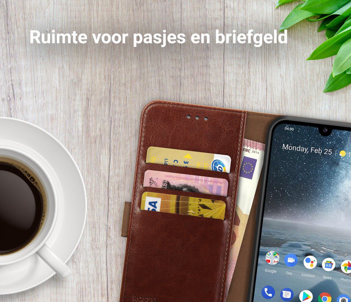 Rosso Element Nokia 4.2 Hoesje Book Cover Bruin afbeelding 9