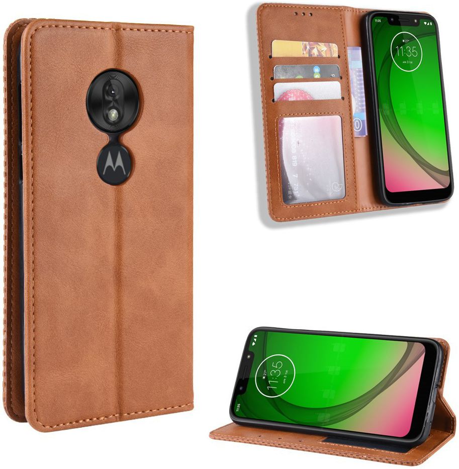 Motorola Moto G7 Play Vintage Portemonnee Hoesje Bruin afbeelding 4