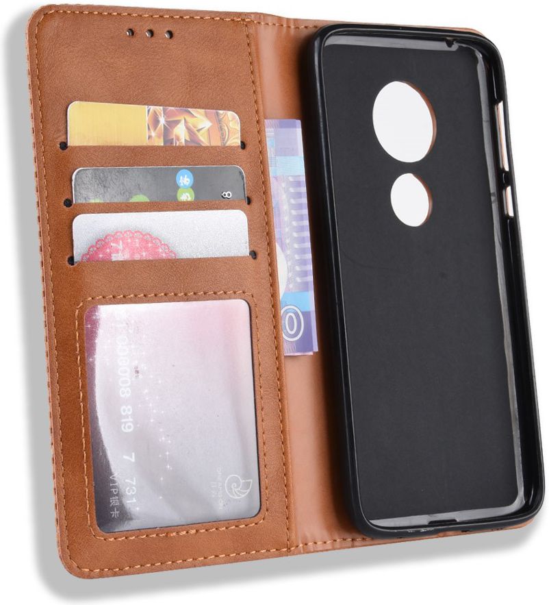 Motorola Moto G7 Play Vintage Portemonnee Hoesje Bruin afbeelding 5
