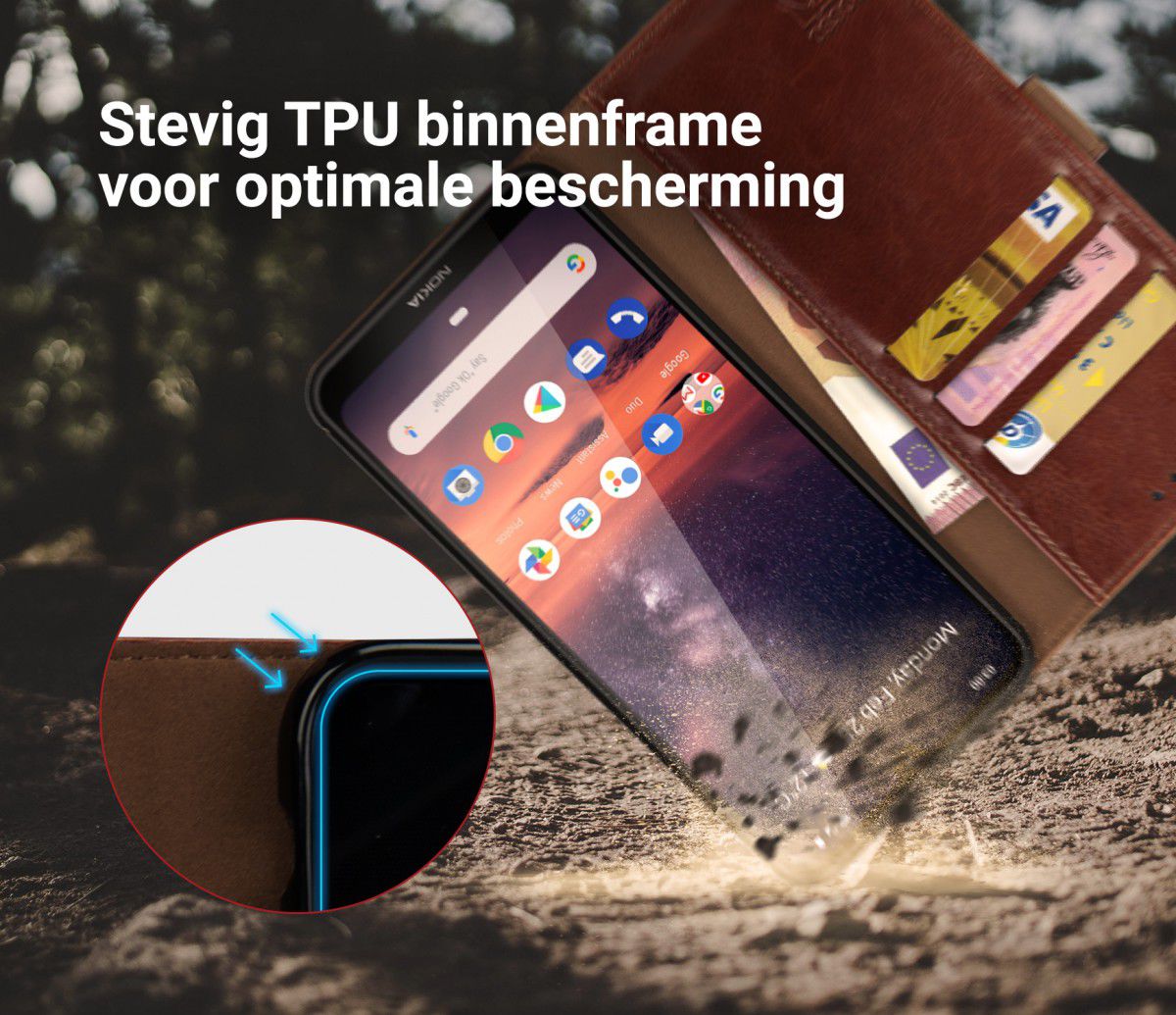 Rosso Element Nokia 3.2 Hoesje Book Cover Bruin afbeelding 5