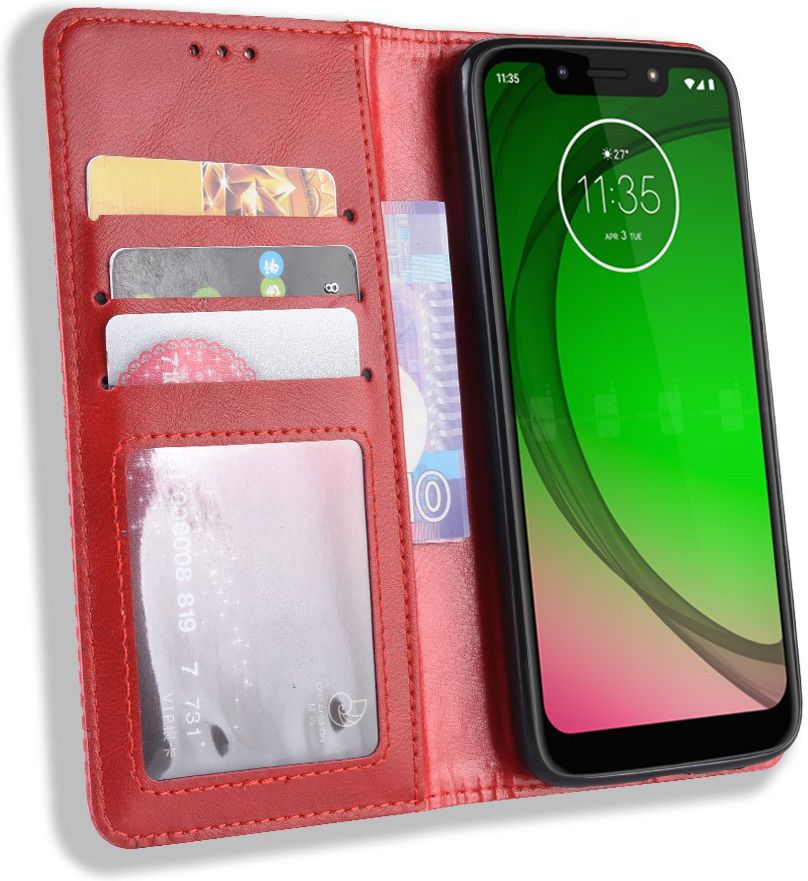 Motorola Moto G7 Play Vintage Portemonnee Hoesje Rood afbeelding 1