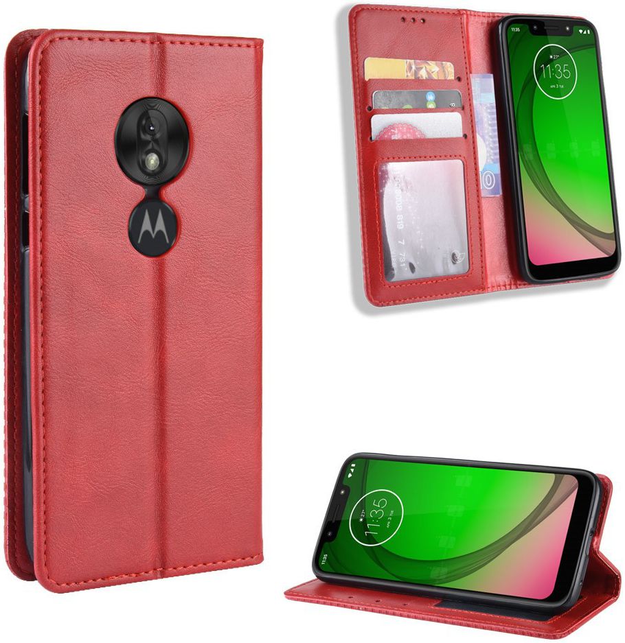 Motorola Moto G7 Play Vintage Portemonnee Hoesje Rood afbeelding 5