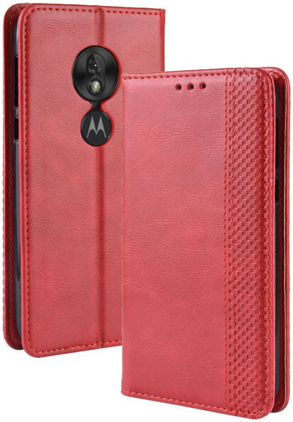 Motorola Moto G7 Play Vintage Portemonnee Hoesje Rood afbeelding 3