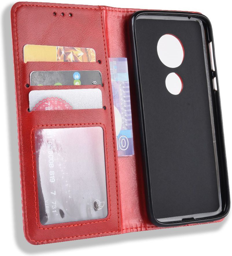 Motorola Moto G7 Play Vintage Portemonnee Hoesje Rood afbeelding 7