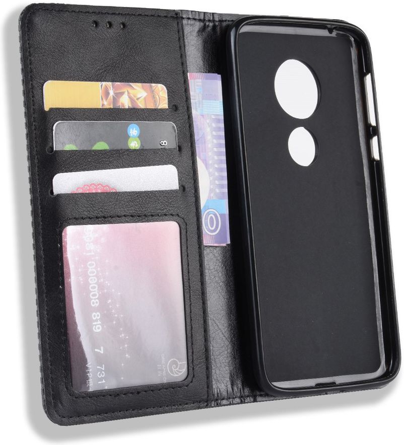 Motorola Moto G7 Play Vintage Portemonnee Hoesje Zwart afbeelding 6