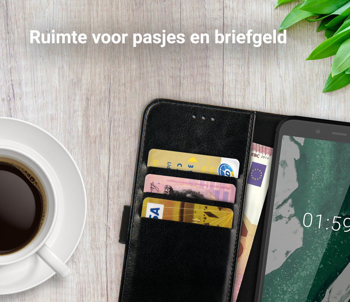 Rosso Element Nokia 1 Plus Hoesje Book Cover Zwart afbeelding 9