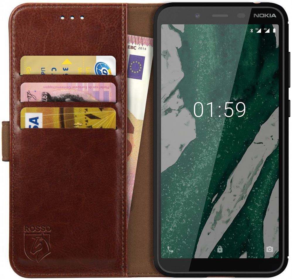 Rosso Element Nokia 1 Plus Hoesje Book Cover Bruin afbeelding 1