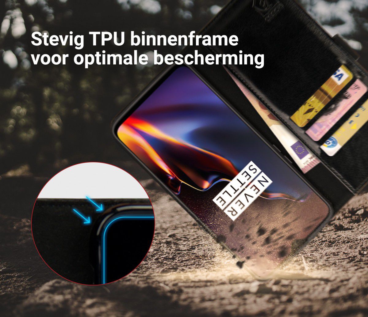 Rosso Element OnePlus 7 Hoesje Book Cover Zwart afbeelding 6