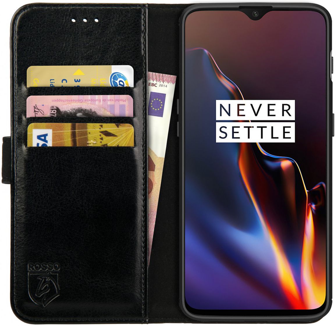 Rosso Element OnePlus 7 Hoesje Book Cover Zwart afbeelding 1