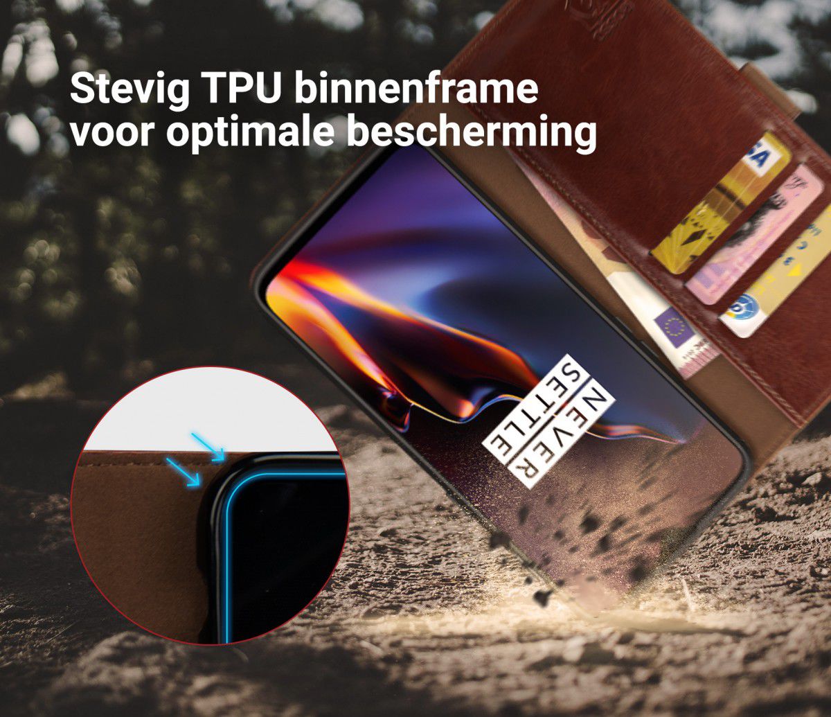 Rosso Element OnePlus 7 Hoesje Book Cover Bruin afbeelding 6