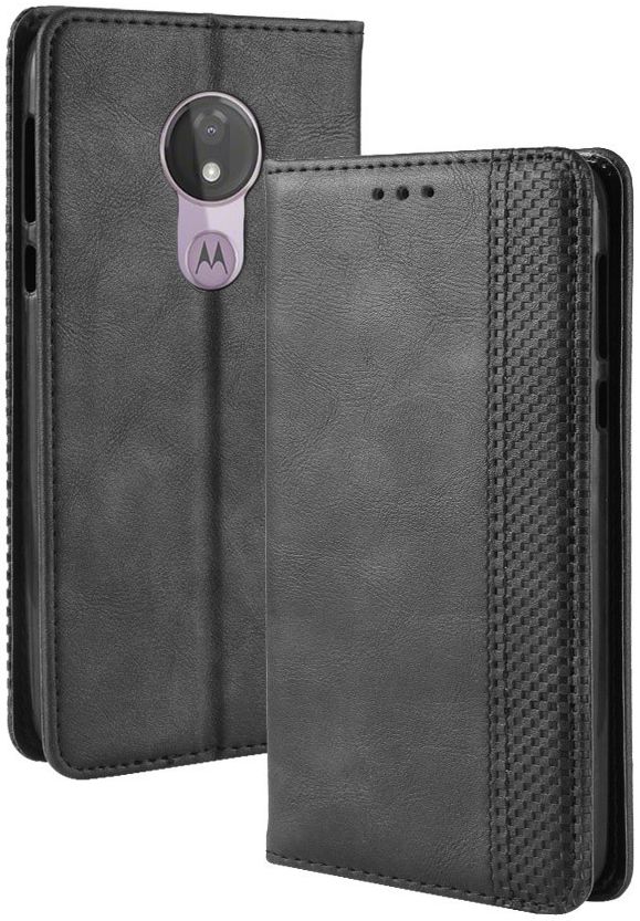 Motorola Moto G7 Power Portemonnee Vintage Hoesje Zwart afbeelding 3