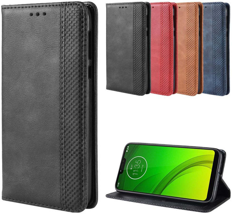 Motorola Moto G7 Power Portemonnee Vintage Hoesje Zwart afbeelding 7