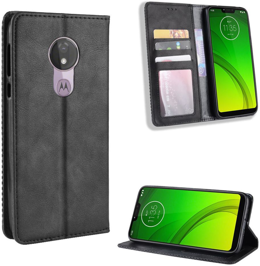 Motorola Moto G7 Power Portemonnee Vintage Hoesje Zwart afbeelding 8