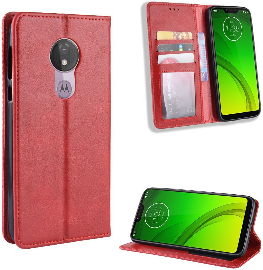 Motorola Moto G7 Power Portemonnee Vintage Hoesje Rood afbeelding 4