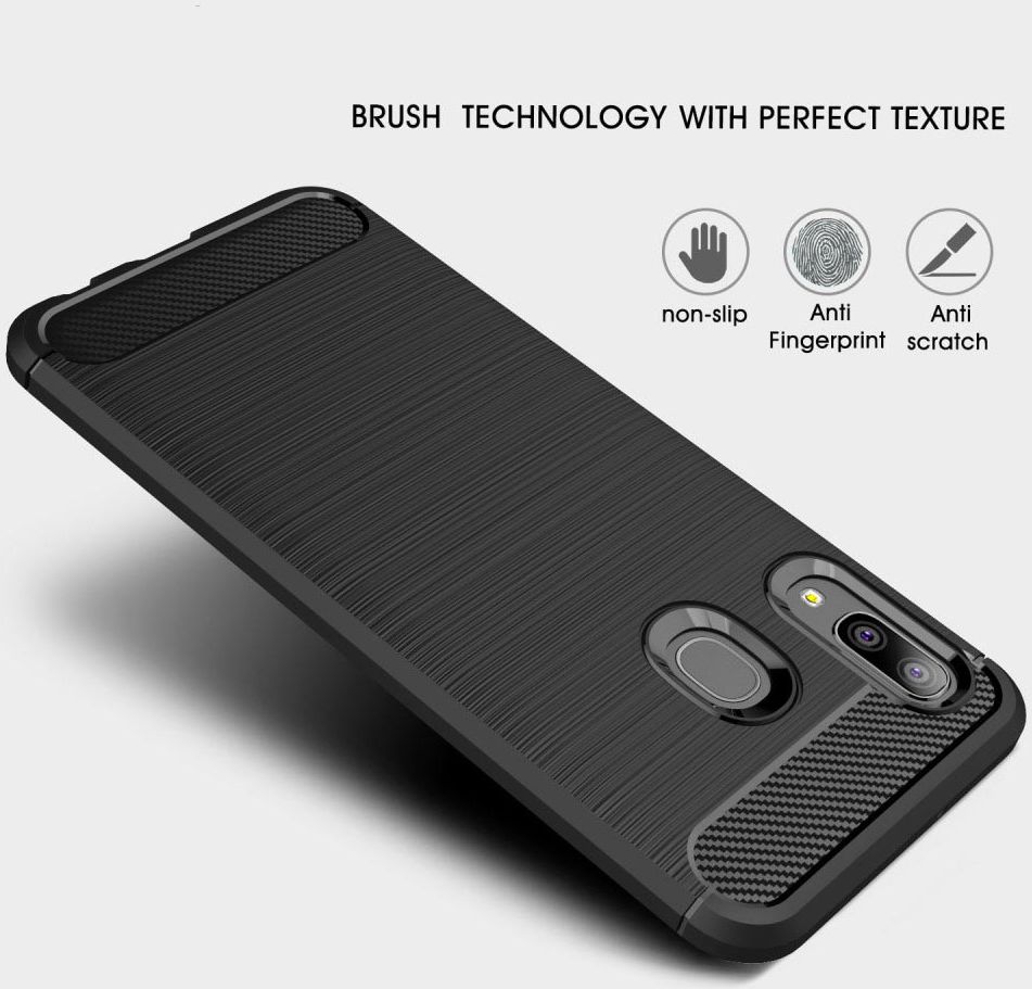Samsung Galaxy A20E Geborsteld TPU Hoesje Zwart afbeelding 6