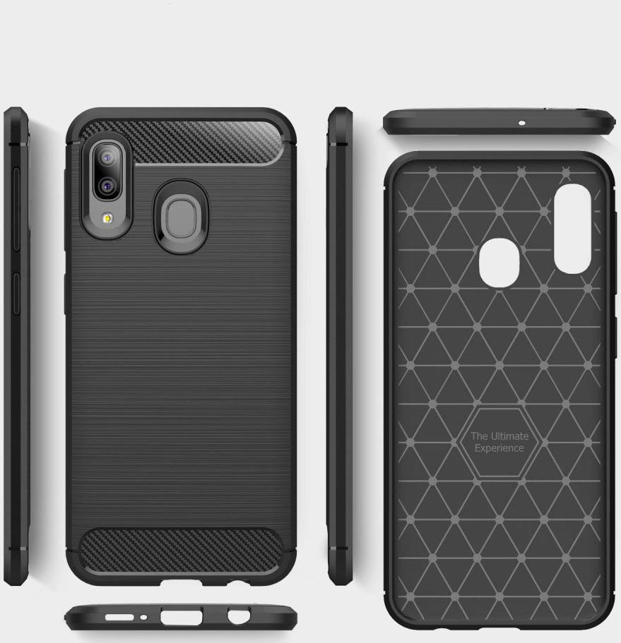 Samsung Galaxy A20E Geborsteld TPU Hoesje Zwart afbeelding 11