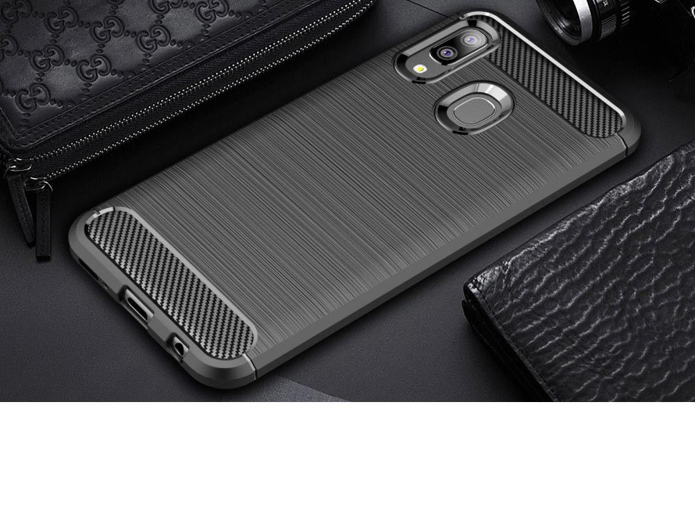 Samsung Galaxy A20E Geborsteld TPU Hoesje Zwart afbeelding 4