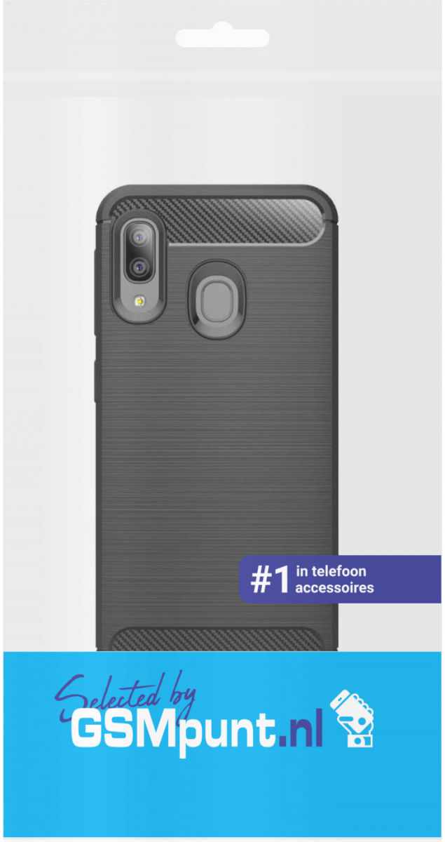 Samsung Galaxy A20E Geborsteld TPU Hoesje Zwart afbeelding 2