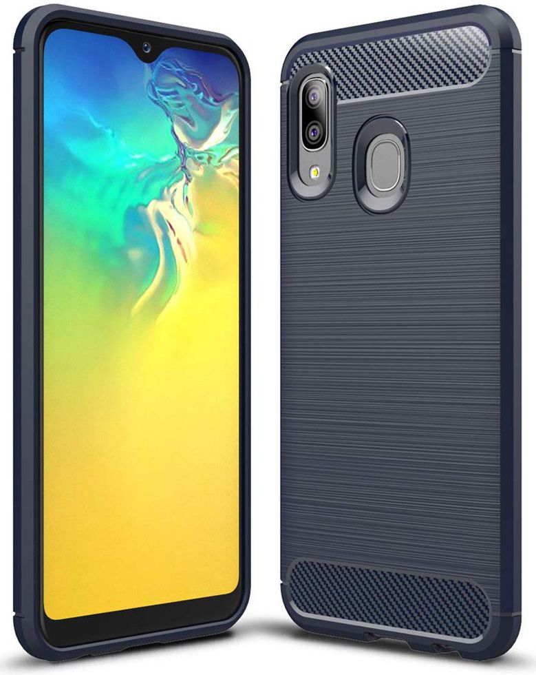 Samsung Galaxy A20E Geborsteld TPU Hoesje Blauw afbeelding 1