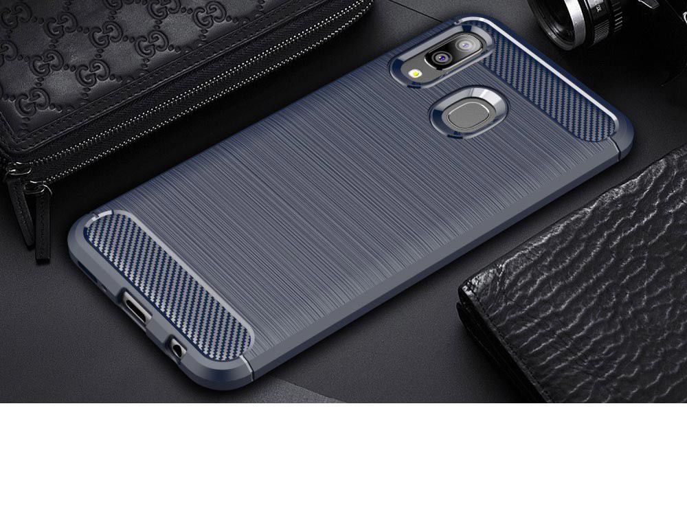 Samsung Galaxy A20E Geborsteld TPU Hoesje Blauw afbeelding 4
