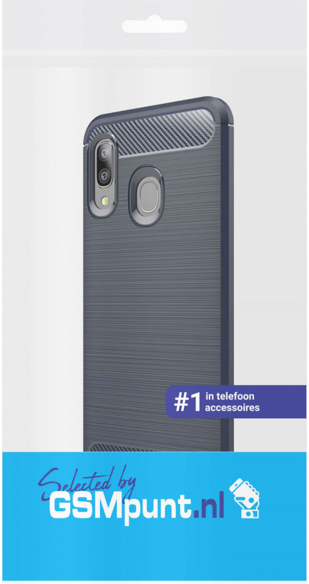 Samsung Galaxy A20E Geborsteld TPU Hoesje Blauw afbeelding 2