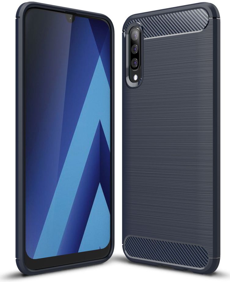 Samsung Galaxy A70 Geborsteld TPU Hoesje Blauw afbeelding 1