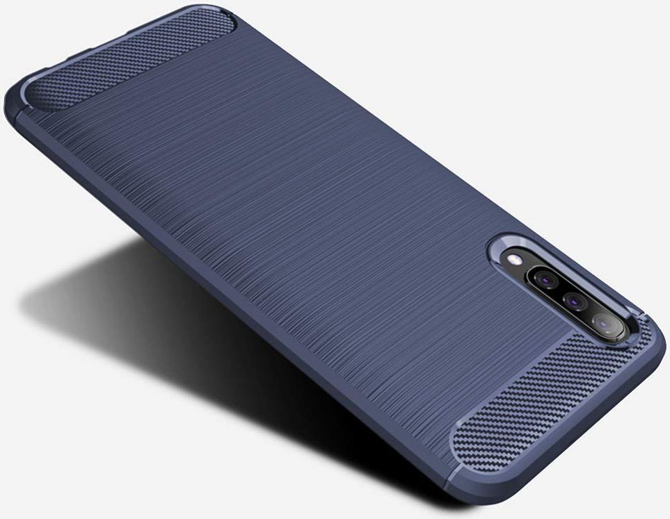 Samsung Galaxy A70 Geborsteld TPU Hoesje Blauw afbeelding 4