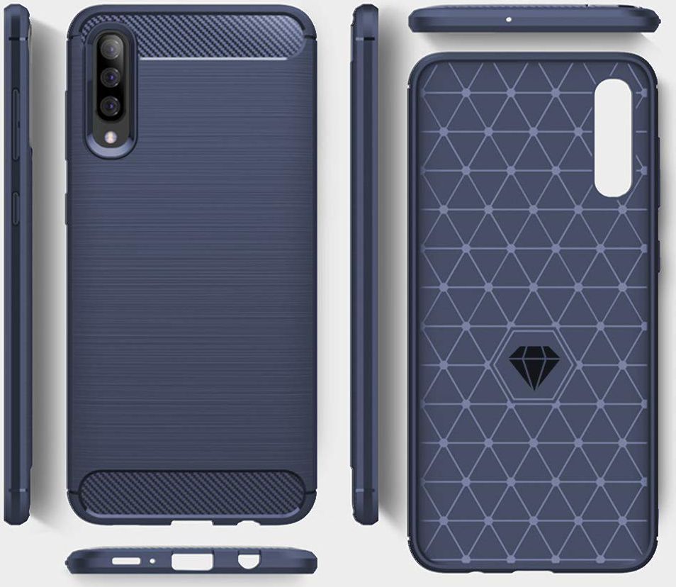 Samsung Galaxy A70 Geborsteld TPU Hoesje Blauw afbeelding 6