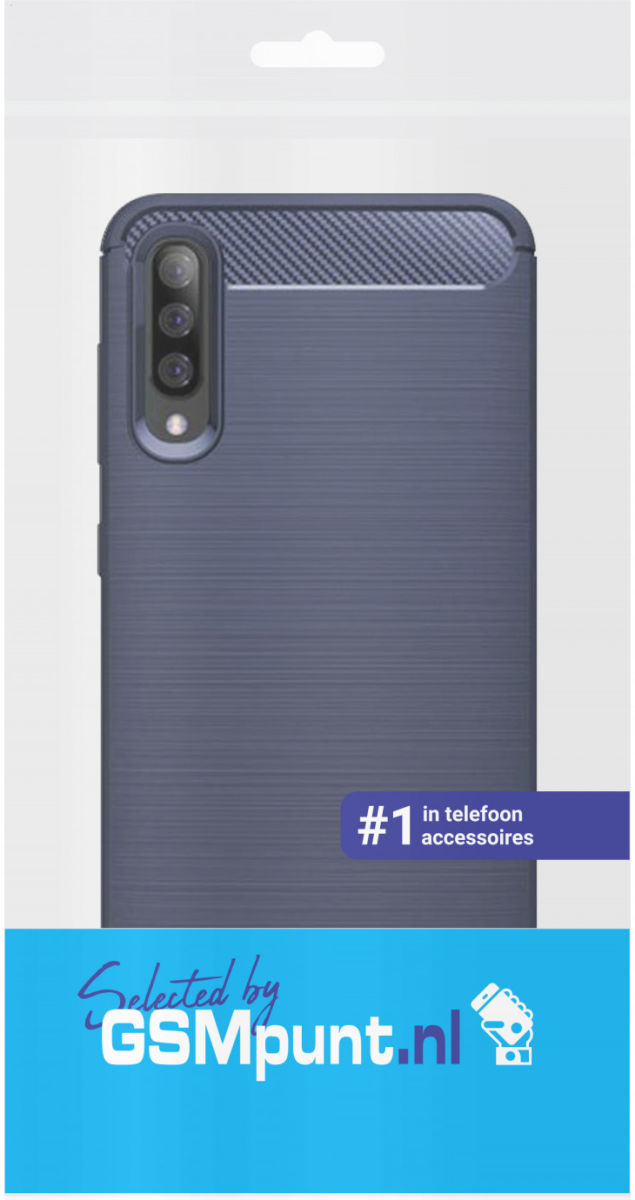 Samsung Galaxy A70 Geborsteld TPU Hoesje Blauw afbeelding 2