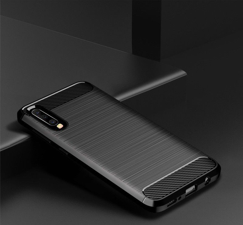 Samsung Galaxy A70 Geborsteld TPU Hoesje Zwart afbeelding 4