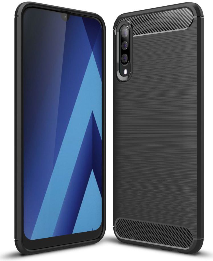 Samsung Galaxy A70 Geborsteld TPU Hoesje Zwart afbeelding 1