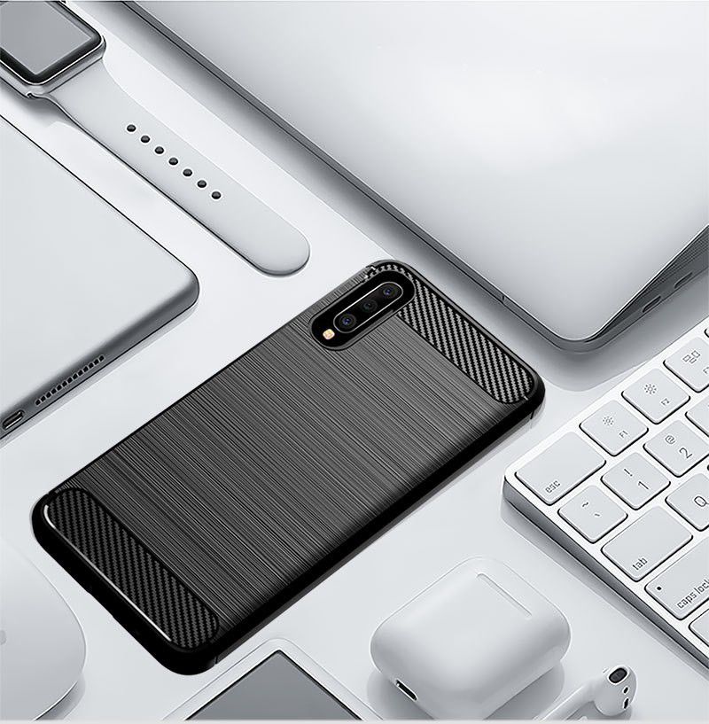 Samsung Galaxy A70 Geborsteld TPU Hoesje Zwart afbeelding 5