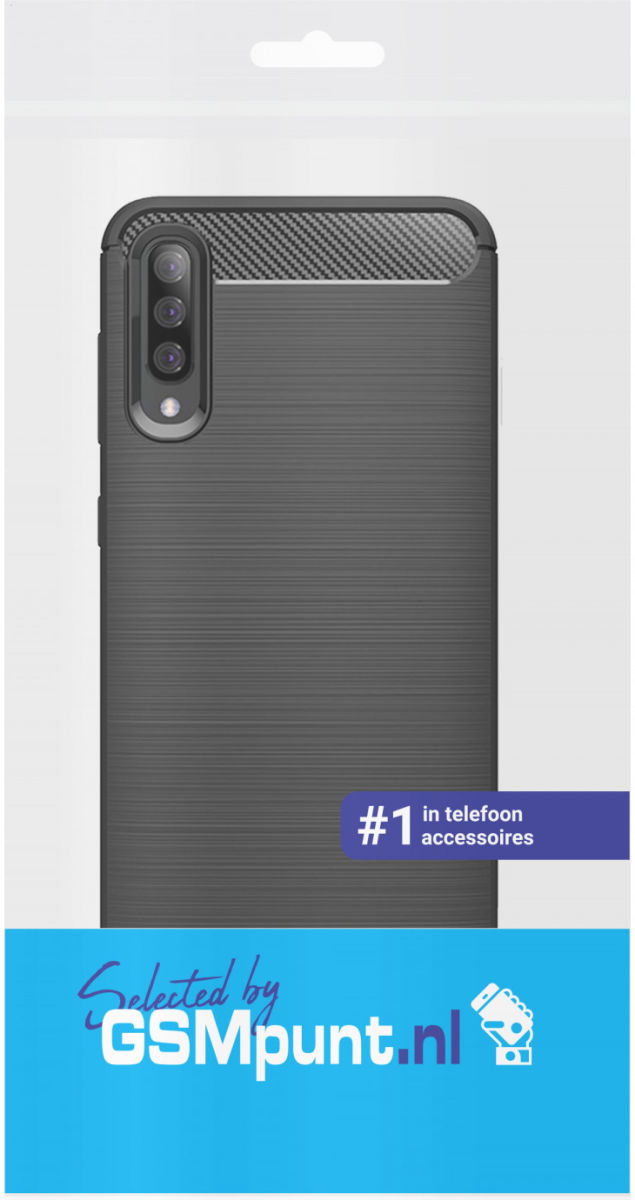 Samsung Galaxy A70 Geborsteld TPU Hoesje Zwart afbeelding 2
