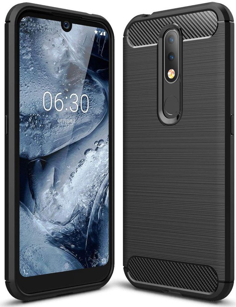 Nokia 4.2 Geborsteld TPU Hoesje Zwart afbeelding 1