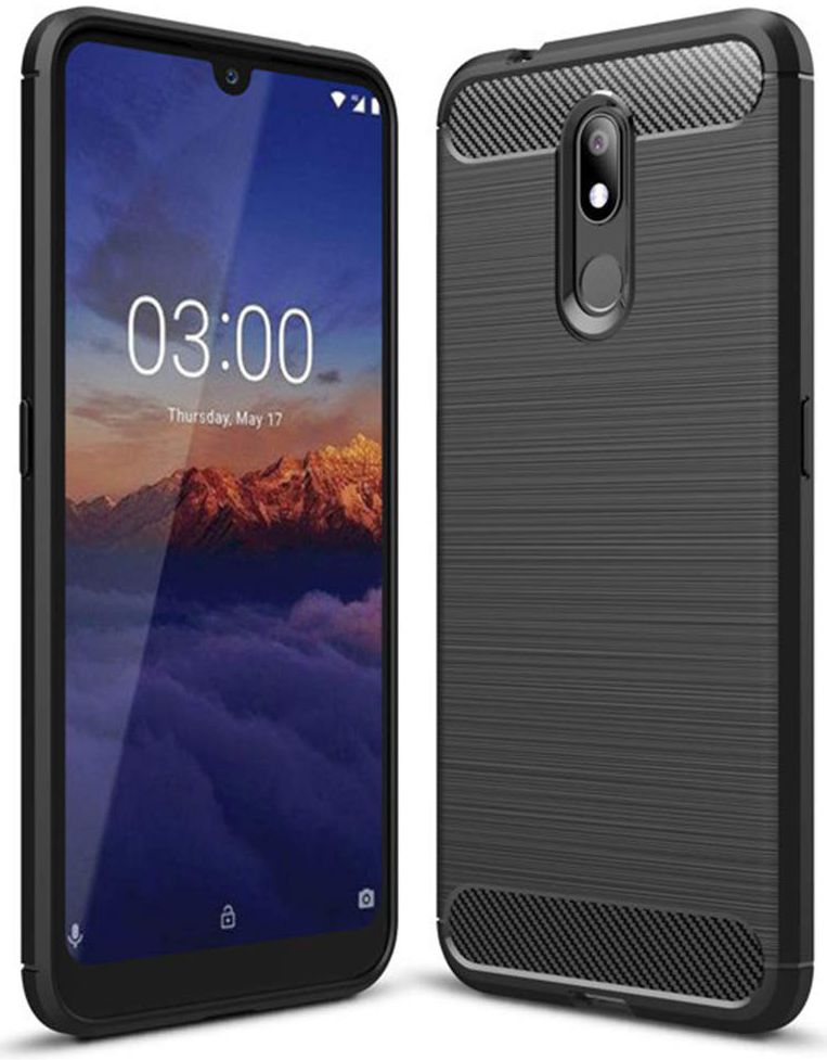 Nokia 3.2 Geborsteld TPU Hoesje Zwart afbeelding 2