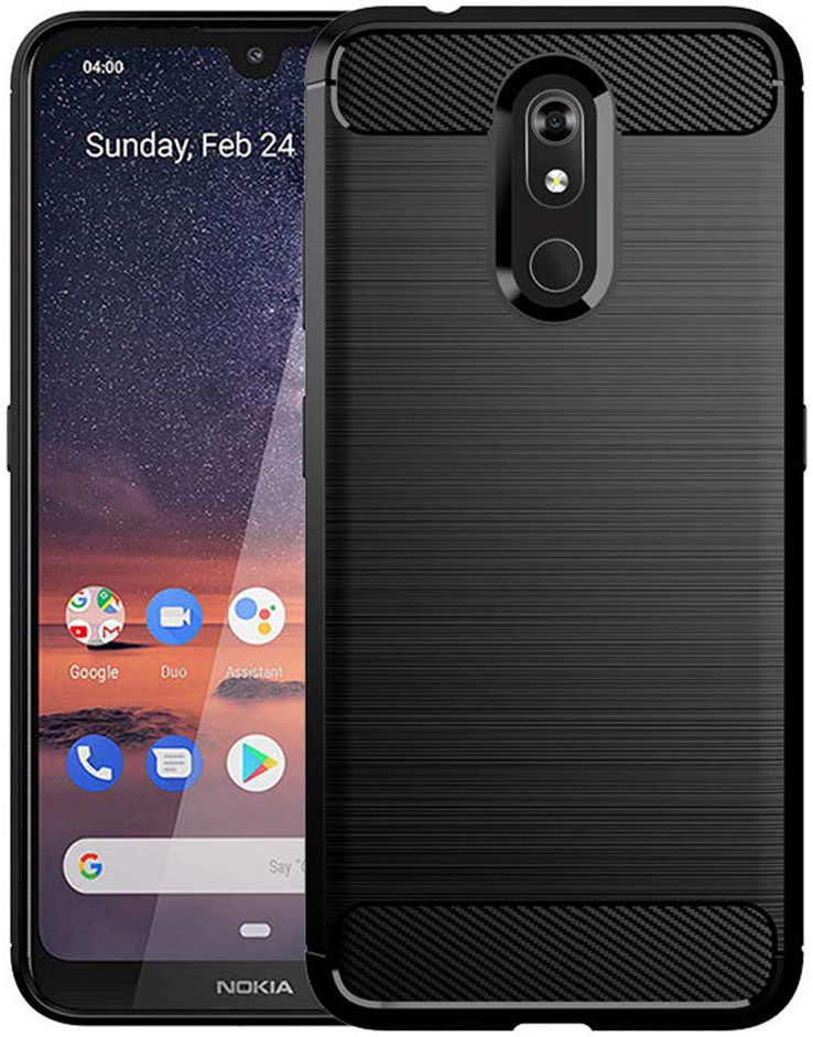 Nokia 3.2 Geborsteld TPU Hoesje Zwart afbeelding 4