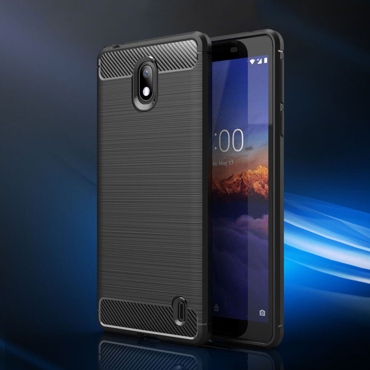 Nokia 1 Plus Geborsteld TPU Hoesje Zwart afbeelding 12