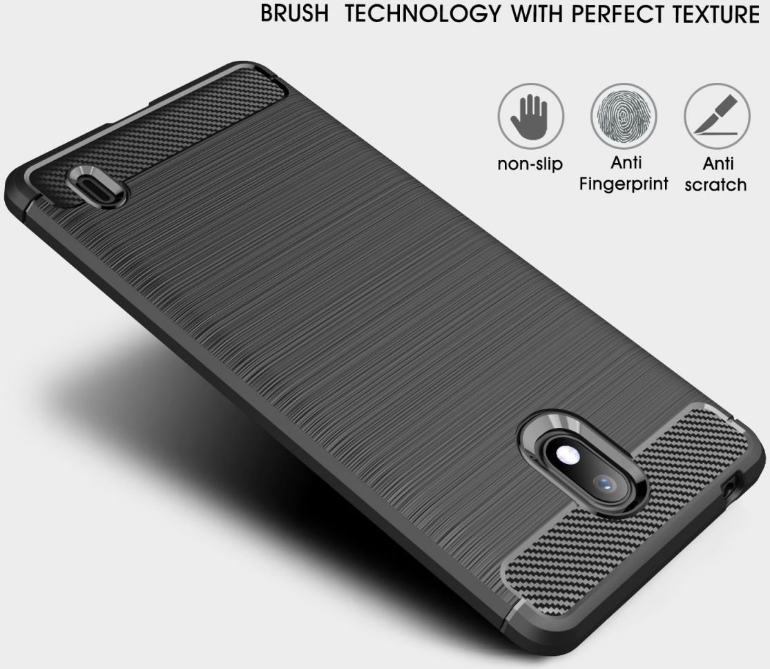 Nokia 1 Plus Geborsteld TPU Hoesje Zwart afbeelding 6