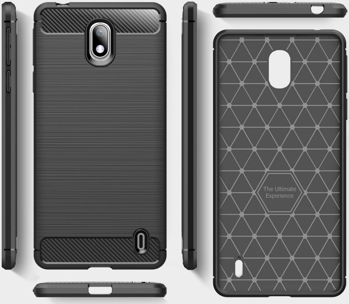 Nokia 1 Plus Geborsteld TPU Hoesje Zwart afbeelding 8