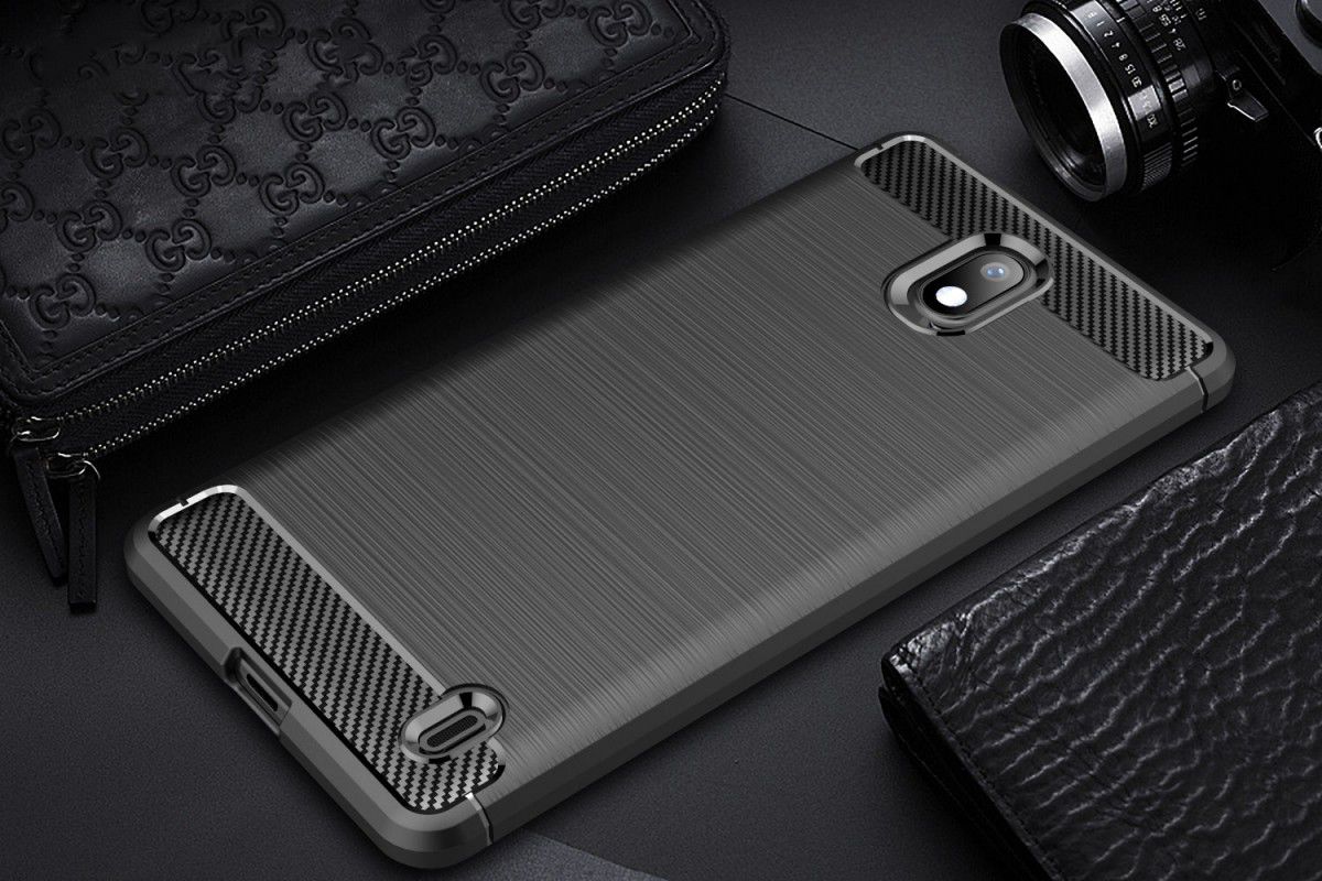 Nokia 1 Plus Geborsteld TPU Hoesje Zwart afbeelding 10