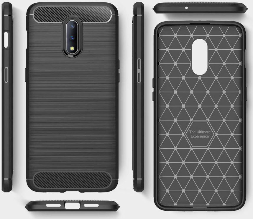 OnePlus 7 Geborsteld TPU Hoesje Zwart afbeelding 5