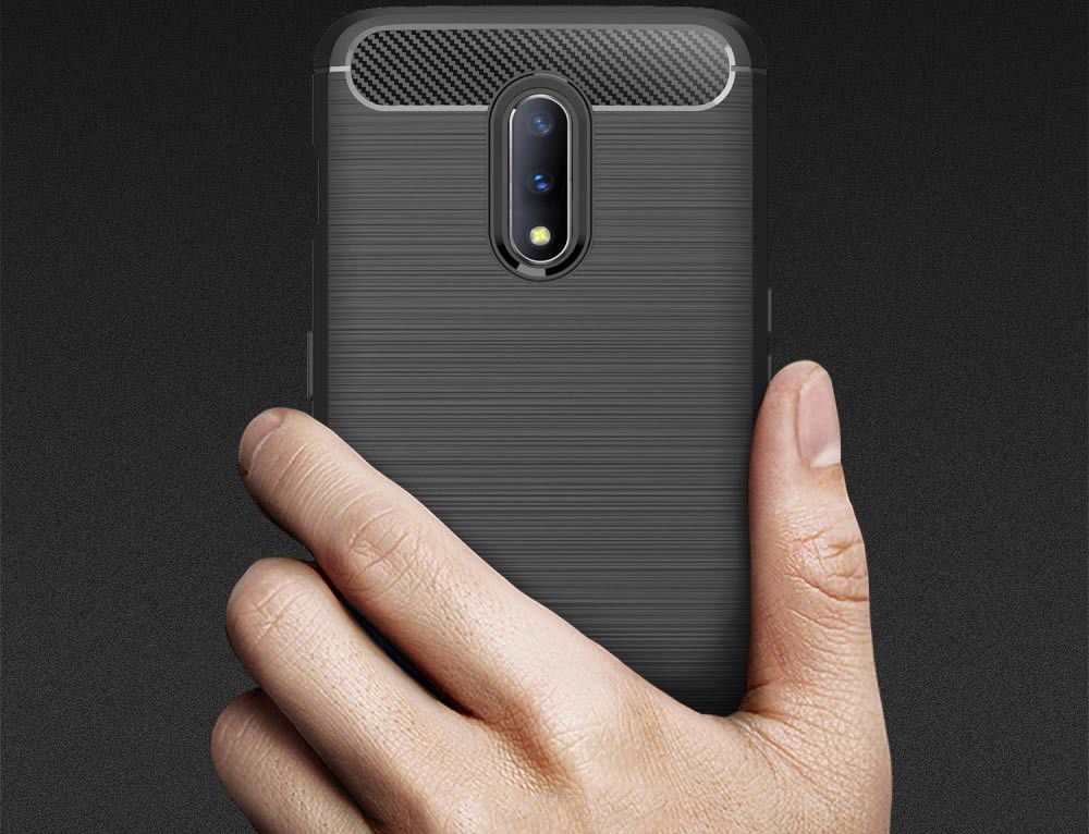 OnePlus 7 Geborsteld TPU Hoesje Zwart afbeelding 6